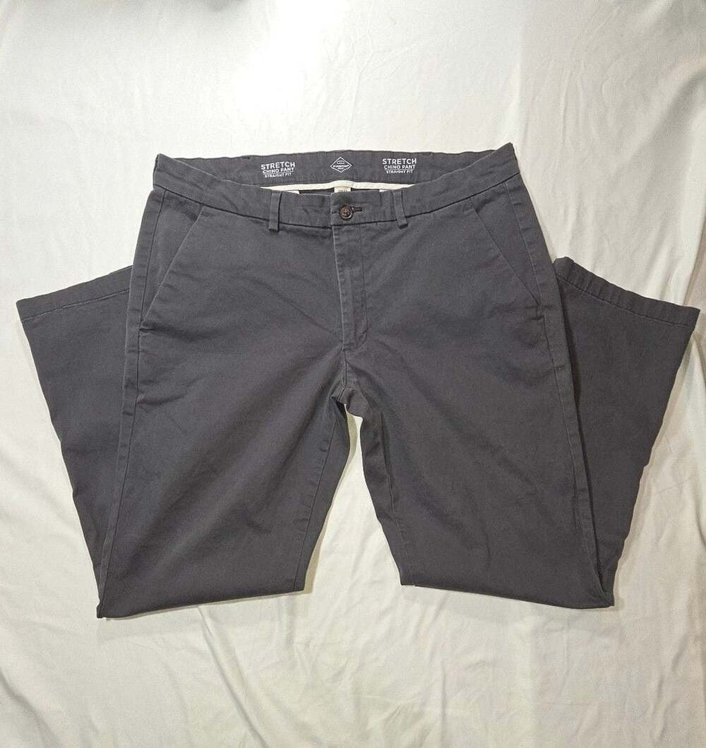 St. John's Bay Stretch Chino Pant Size 38x32 Straight Fit Dark Gray